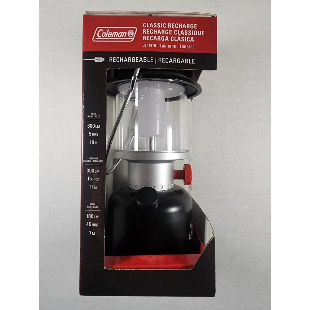 Coleman Lantern Classic Rechargeable‎ 800 Lumen LED IPX4 Water Resistant Durable